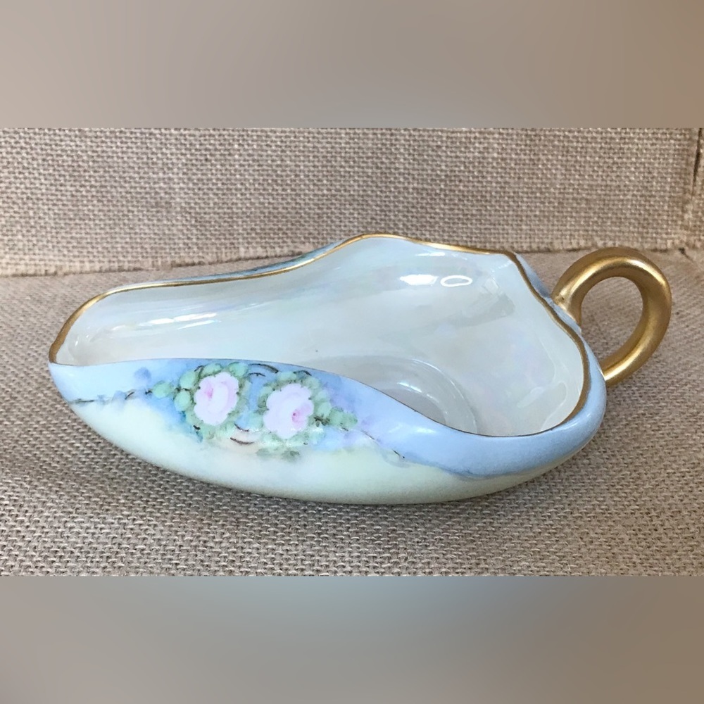 Bavaria Floral Pastel Thumb Handle Candy Dish Hand Painted Elegant Victorian - Picture 2 of 9